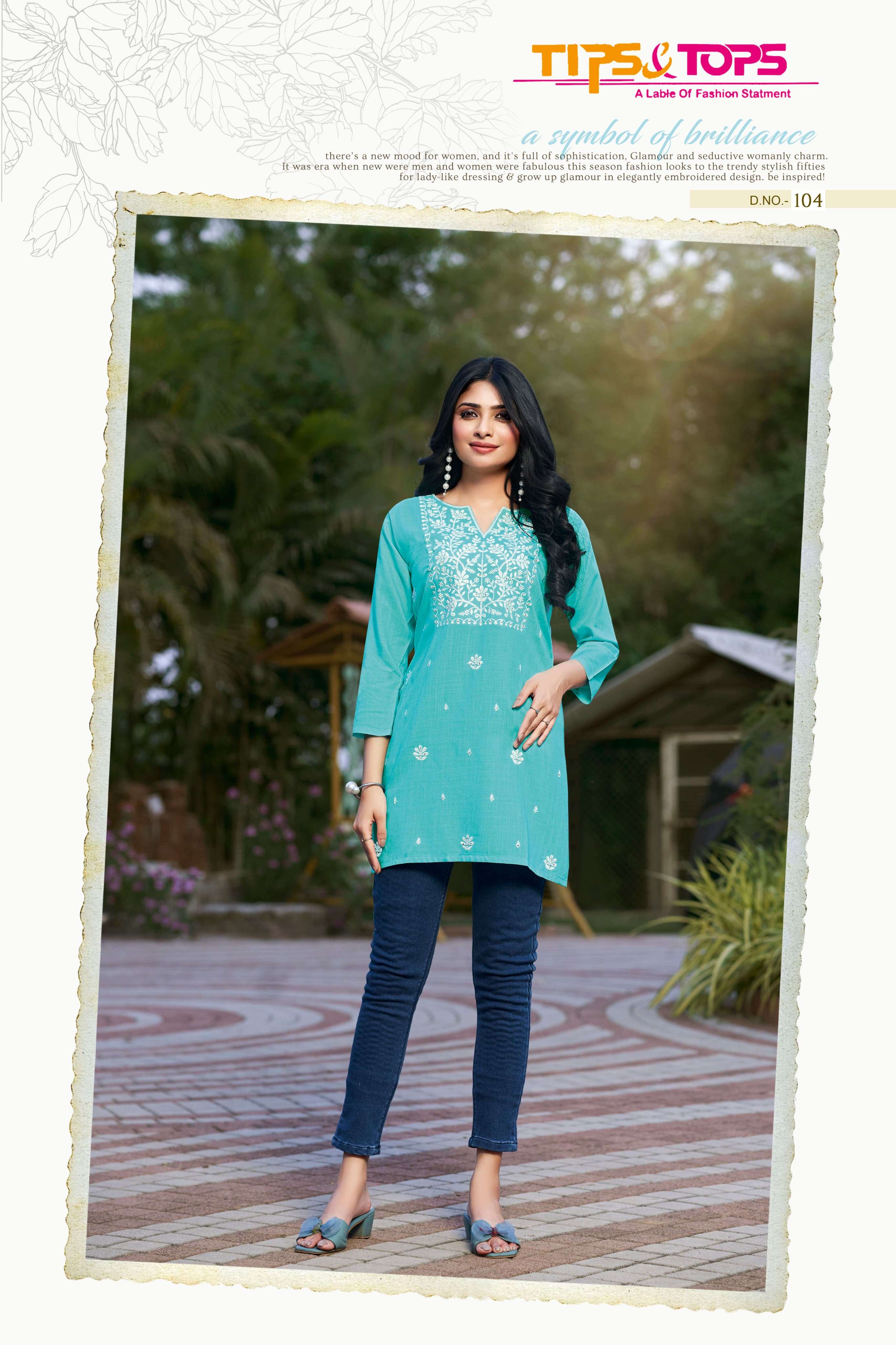 COLORS VOL 4 HEAVY REYON SLUB 16KG EMBROIDERY WORK SHORT TOP BY TIPS AND TOPS BRAND 4004